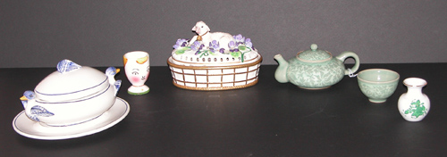 Appraisal: Assorted Ceramics Including Herend Miniature Vase Face Decorated Egg Cup