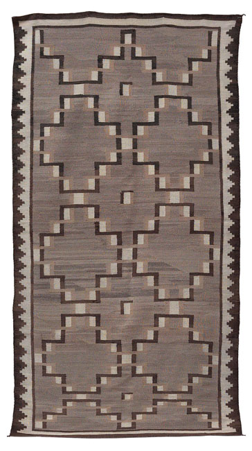 Appraisal: Navajo rug c gray and beige with pyramid design at