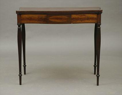 Appraisal: Federal-Style Inlaid Mahogany and Flame Birch Fold-Top Card Table x