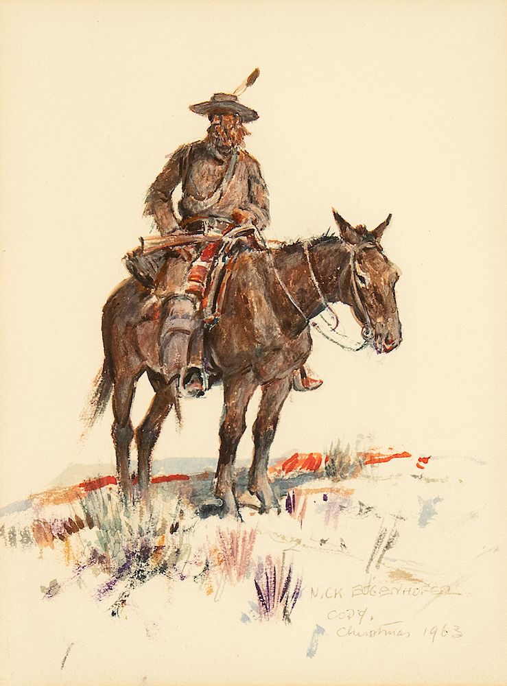 Appraisal: Nick Eggenhoffer Fur Trapper NICK EGGENHOFFER - Fur Trapper watercolor