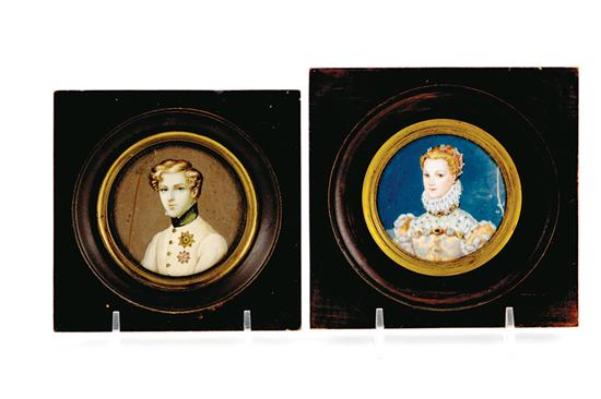 Appraisal: Pair Continental portrait miniatures th century PORTRAIT OF LADY AND