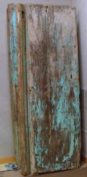 Appraisal: Two Provincial Mexican Turquoise Blue-painted Architectural Wooden Doors with some