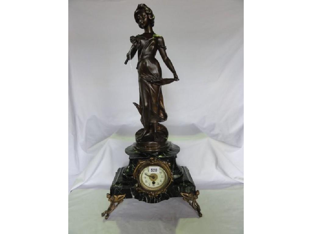 Appraisal: A Victorian marble and spelter mantle clock the clock case