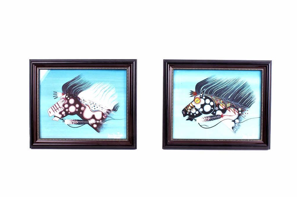 Appraisal: Two Original Dau-Law-Taine Kiowa Paintings For your consideration are two