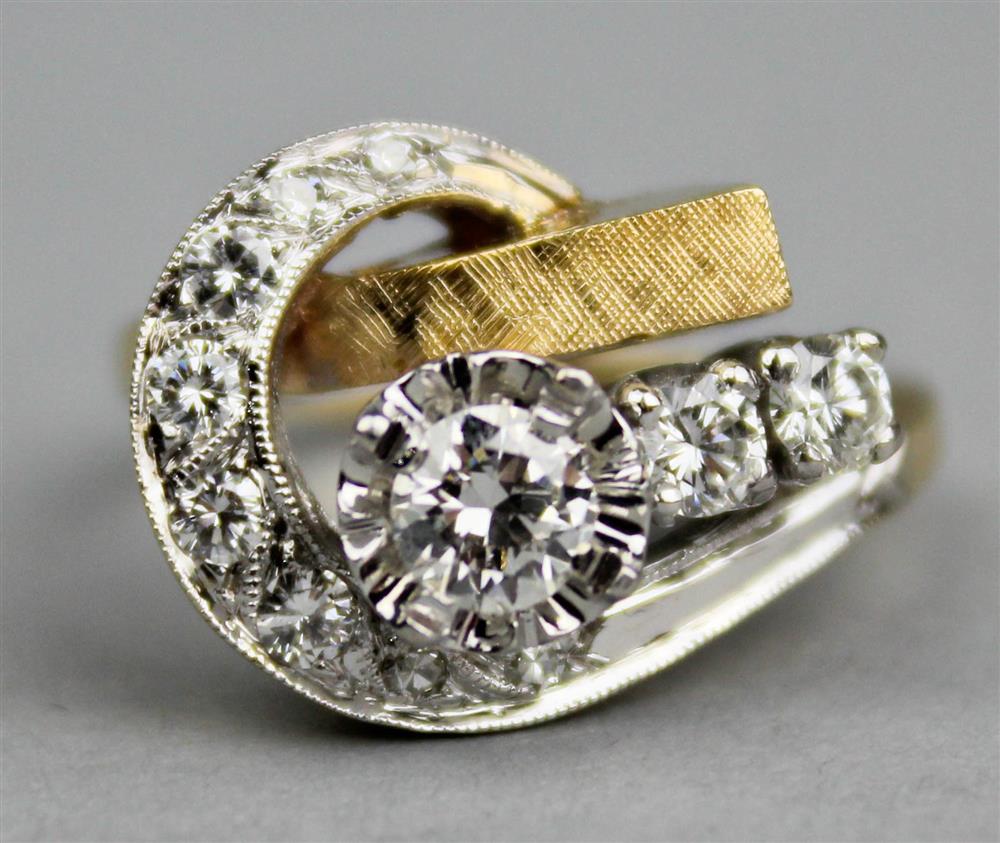 Appraisal: K YELLOW GOLD AND PLATINUM DIAMOND RING the ring is