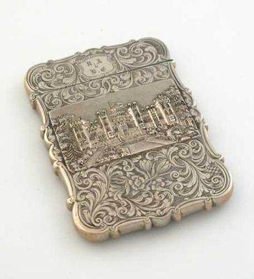 Appraisal: A Victorian engraved card case double-sided with an applied plaque