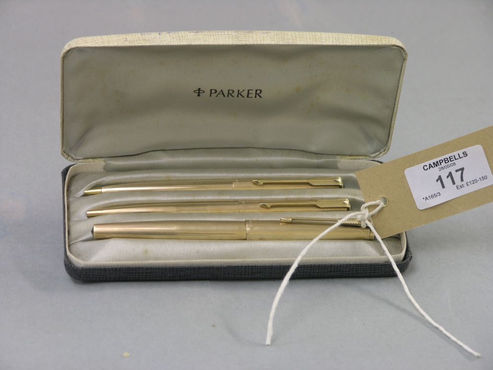 Appraisal: A set of three Parker ct rolled gold pens comprising