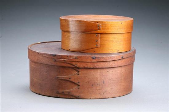 Appraisal: TWO PANTRY BOXES American th century bentwood The larger is