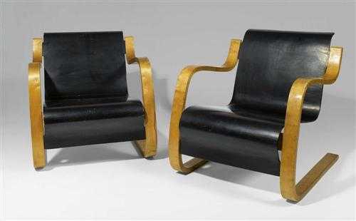 Appraisal: AALTO ALVAR - TWO ARMCHAIRS model designed for Artek Bentwood