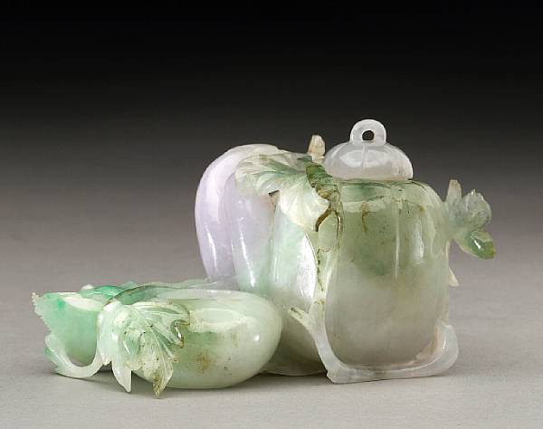 Appraisal: Chinese Works of Art Jade and Hardstone Carvings Incorporating a