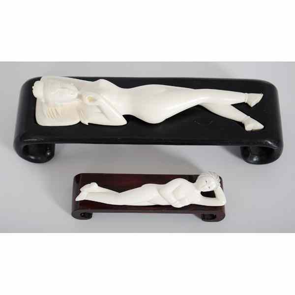 Appraisal: Chinese Carved Ivory Doctor's Ladies Chinese A pair of carved