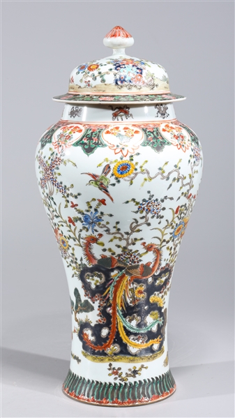 Appraisal: Chinese famille verte enameled porcelain covered vase with flowers and