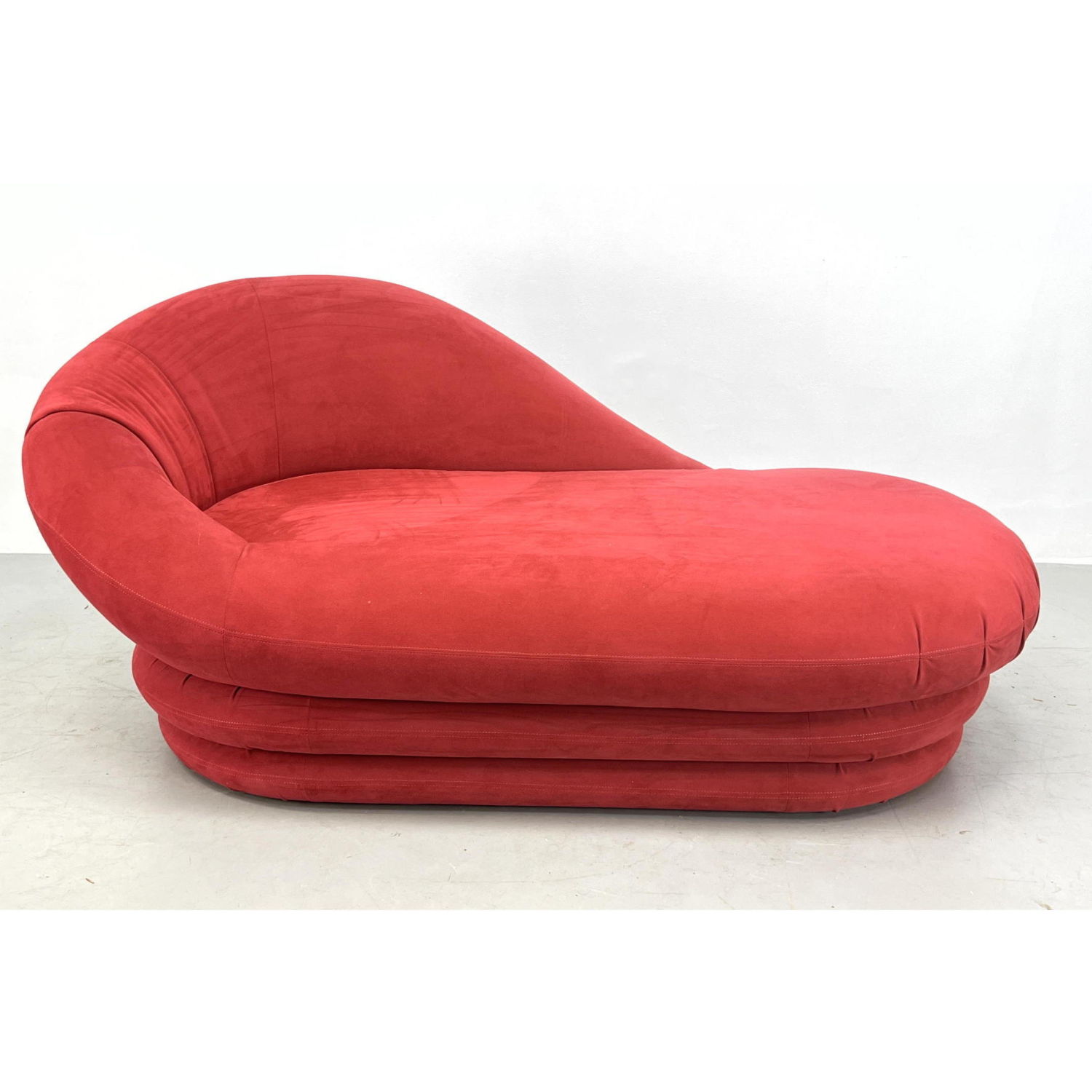 Appraisal: CARSON'S Red Ultrasuede Chaise Lounge Couch Rounded Corner Back Support