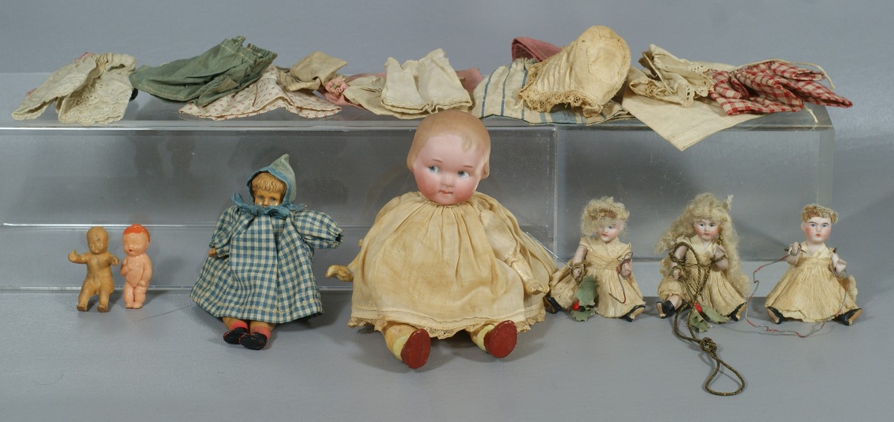 Appraisal: Miniature Dolls and Accessories to include a German bisque socket