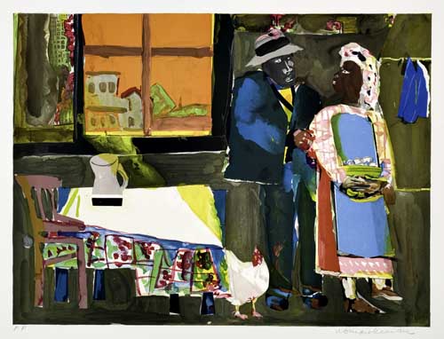 Appraisal: ROMARE BEARDEN - Autumn of the Rooster Color lithograph x