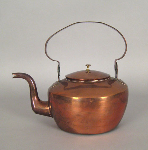 Appraisal: American copper kettle early th c with swing handle and