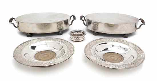 Appraisal: Two English Silverplate Warming Stands each of handled oval form