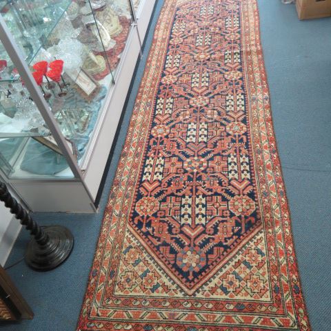 Appraisal: Malayer Persian Handmade Runner stylized floral primarily reds blues ivory