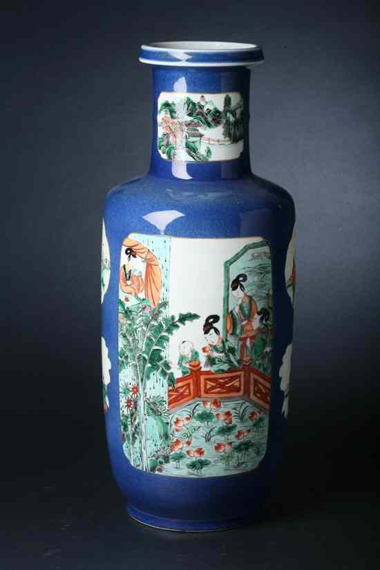 Appraisal: CHINESE FAMILLE VERTE PORCELAIN VASE th century Figural decoration on