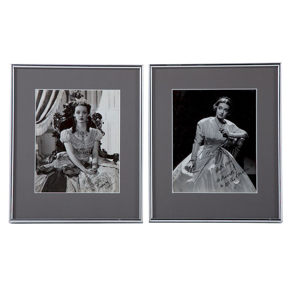 Appraisal: Two Cinema Still Photos Bette Davis Signed Comprising Warner Bros