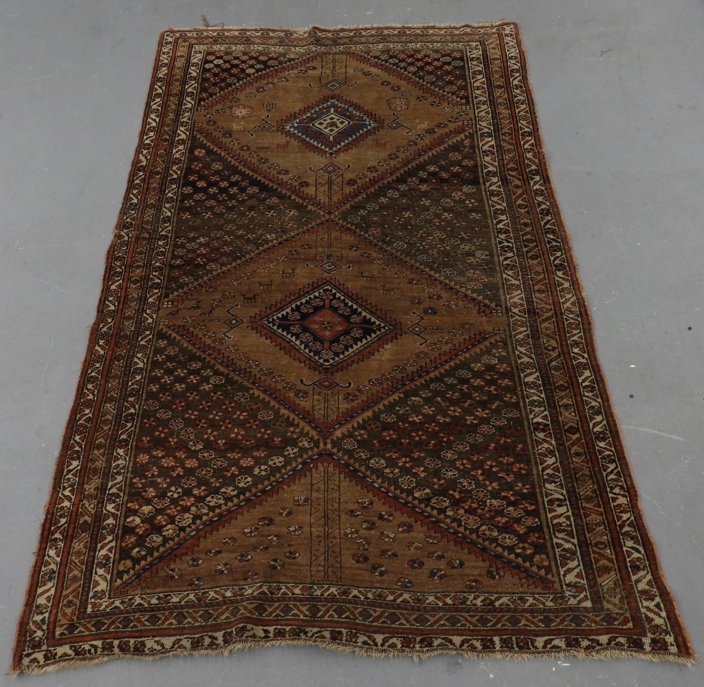 Appraisal: C ANTIQUE KURDISH BIDJAR GEOMETRIC CARPET RUG Kurdistan Circa Offset