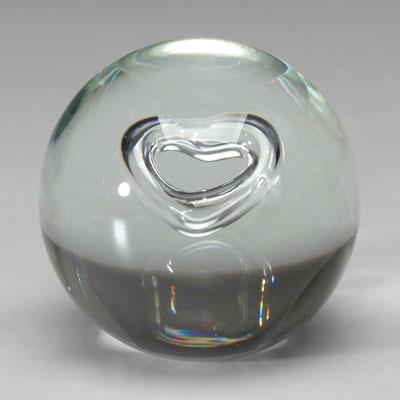 Appraisal: Ginger Rogers paperweight clear glass with heart interior sphere -