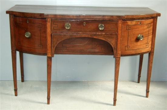 Appraisal: Regency mahogany box wood strung and crossbanded breakfront sideboard with