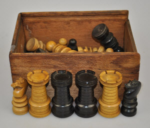 Appraisal: A th century St George's style ebony and boxwood chess