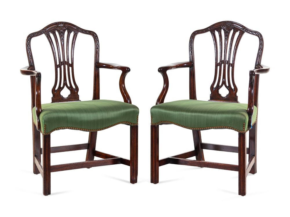 Appraisal: A Pair of George III Mahogany Armchairs A Pair of