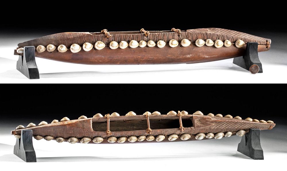 Appraisal: Late th C Nukuoro Island Wood Shell Canoe Model Oceania