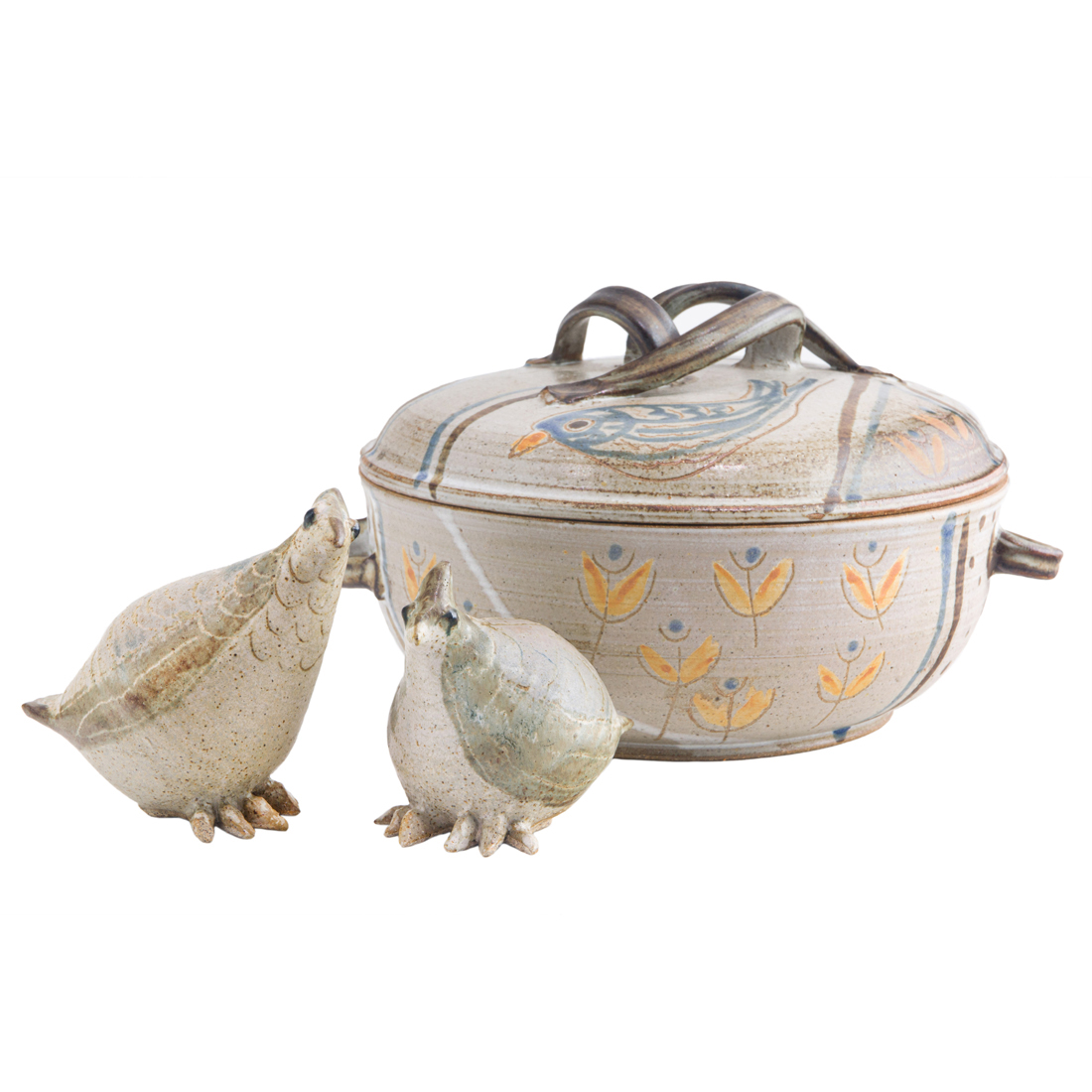 Appraisal: FRANCES SENSKA QUAILS AND DISH SUITE OF THREE Frances Senska