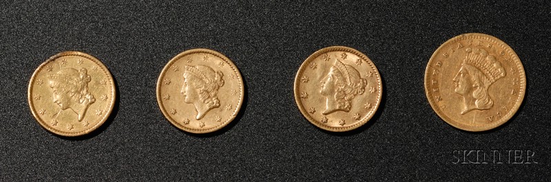 Appraisal: Four United States Gold Dollar Coins including three type Liberty