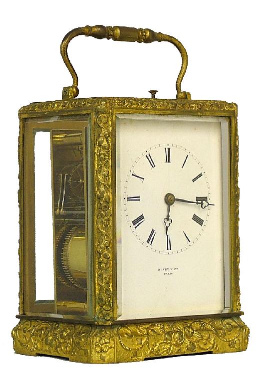 Appraisal: Good French repeater carriage clock the Japy Freres movement striking