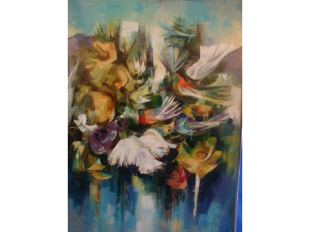 Appraisal: Donald Pan Subject Paradise Garden Medium Oil paint on canvas