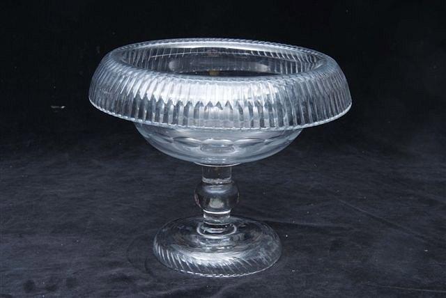 Appraisal: AN IRISH GLASS PEDESTAL CENTRE BOWL with turn over cut