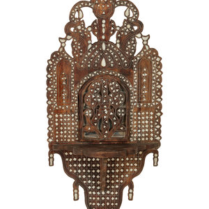 Appraisal: A Syrian Mother-of-Pearl and Pewter Inlaid Lantern Shelf Early th