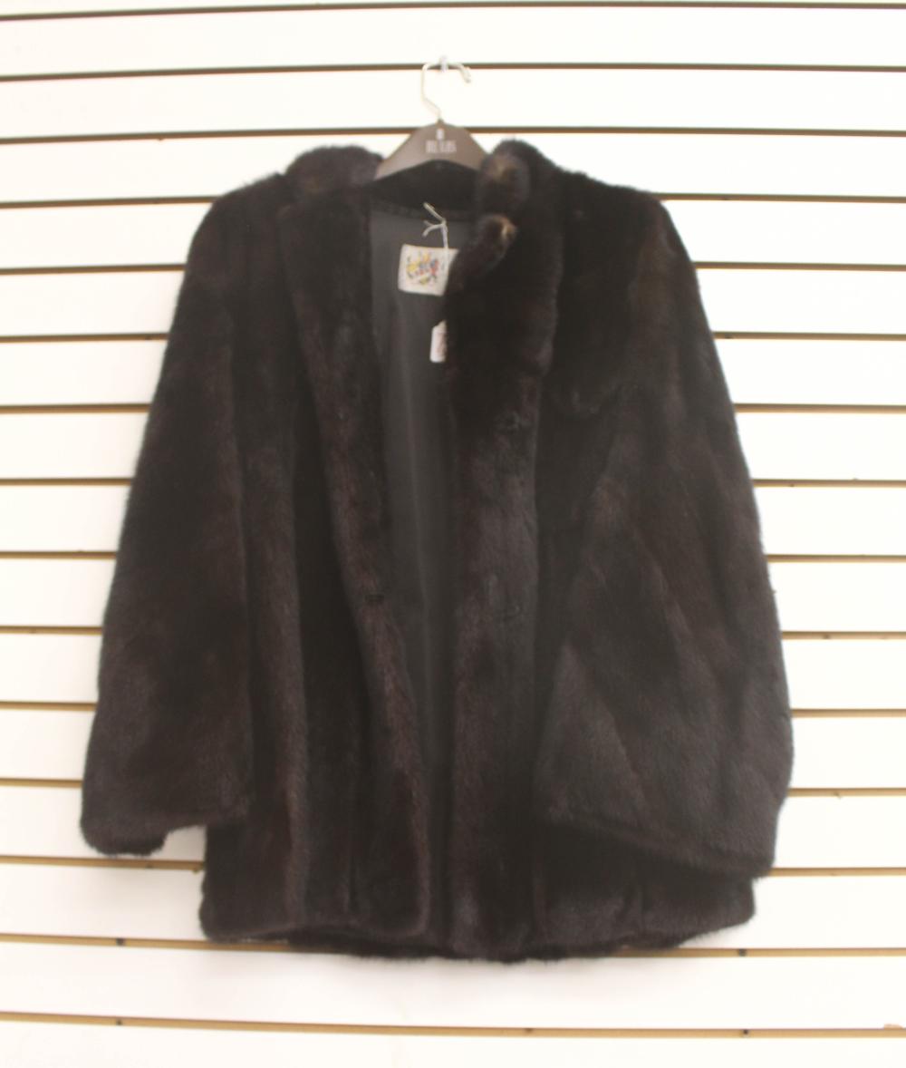 Appraisal: MINK JACKET dark brown fur with two hook and eye