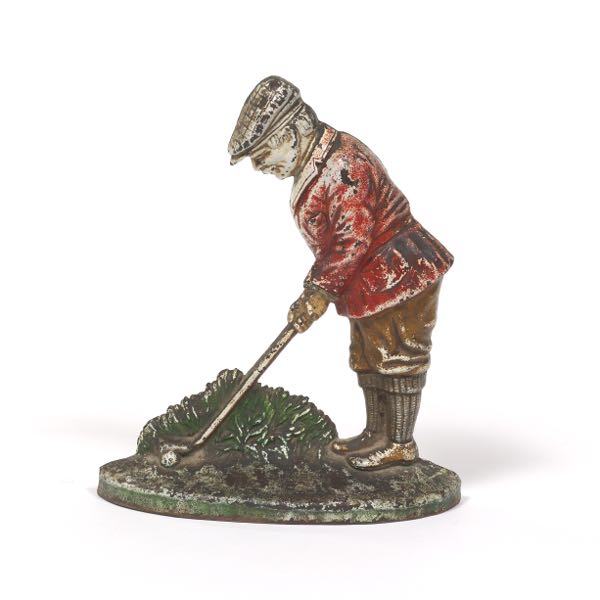 Appraisal: HUBLEY GOLFER DOOR STOP x Polychromed cast iron golfer door