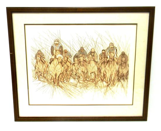 Appraisal: Guillaume A Azoulay Moroccan b Preakness sepia toned etching ed