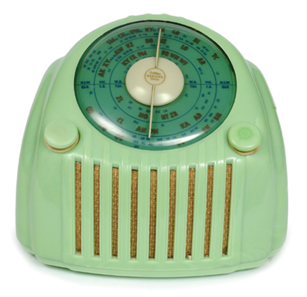 Appraisal: Healing Moderne 'Scales' circa green case with matching knobs circular