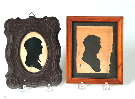 Appraisal: TWO SILHOUETTES Probably American st half- th century Hollow-cut portraits