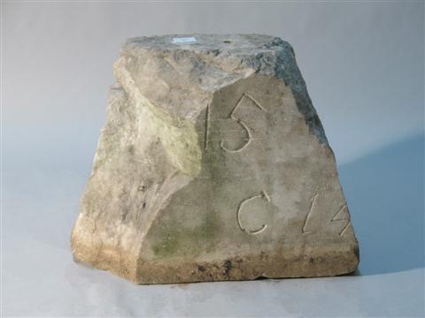 Appraisal: LARGE STONE BLOCK POSSIBLY SURVEY MARKER Engraved with ' '