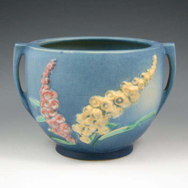 Appraisal: Roseville Foxglove jardiniere in blue Marked Roseville USA - Two