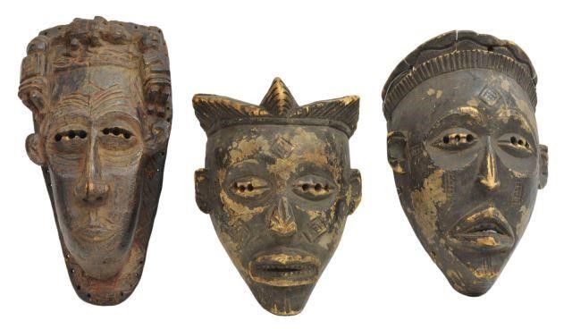 Appraisal: lot of Carved African wood masks including Kuba culture mask