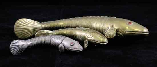 Appraisal: A Chinese articulated silver fish with jewelled eyes and two