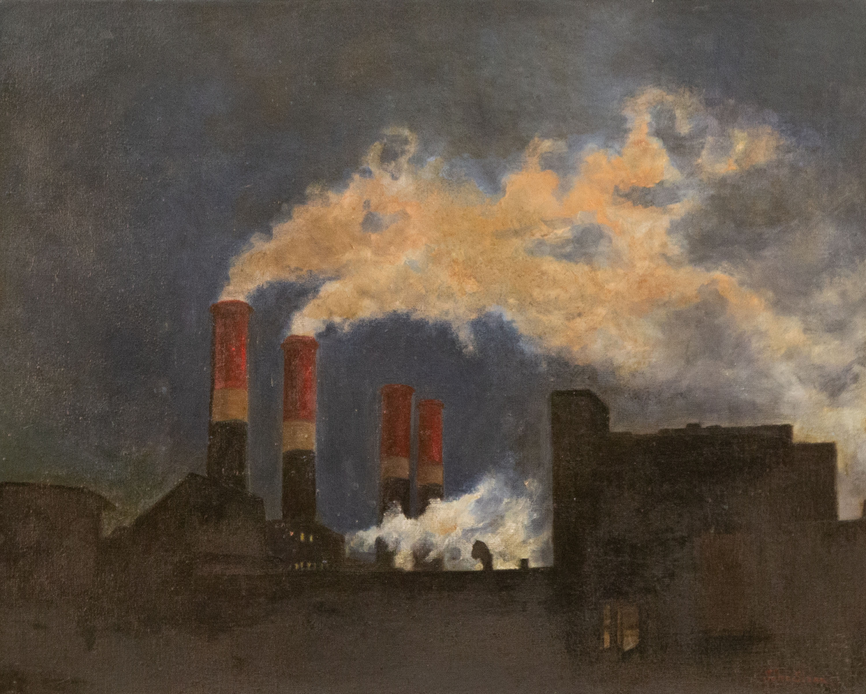 Appraisal: ATTRIBUTED JOHN SLOAN AMERICAN - SMOKESTACKS NEW YORK oil on