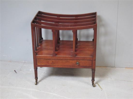 Appraisal: th century mahogany Canterbury with a bowed top rail on