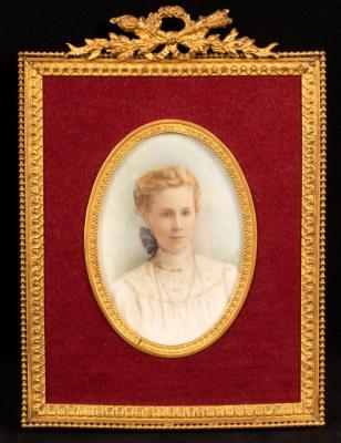 Appraisal: English School circa Portrait Miniature of a Young Lady wearing