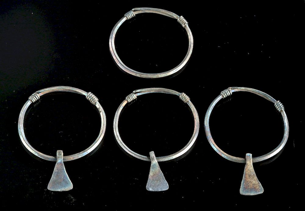 Appraisal: Lot of Viking Silver Temple Rings - g Northern Europe