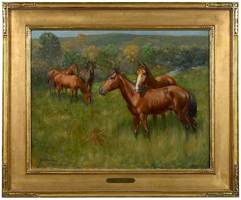 Appraisal: Edwin Willard Deming American - Five Indian Ponies signed lower